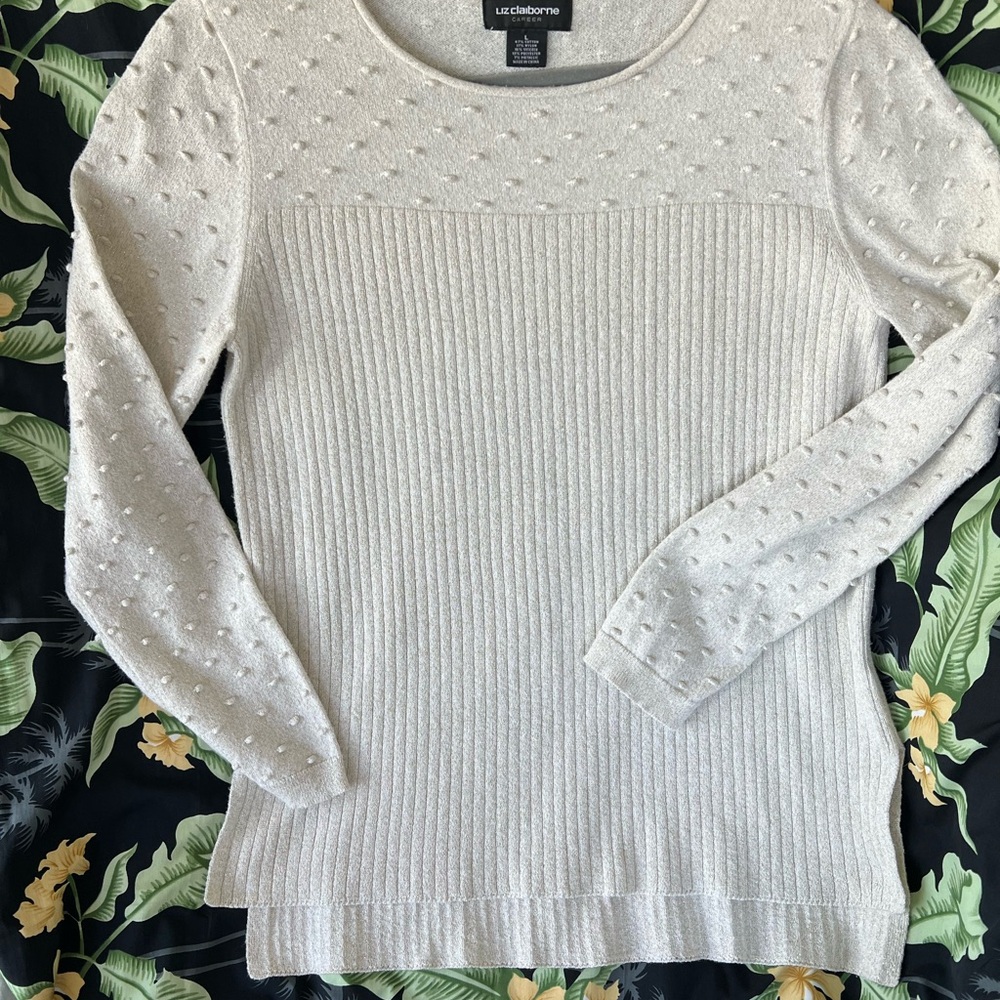 Liz Claiborne Beige Textured Knit Top
